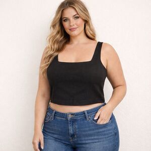 Old Navy Womens XL Crop Top Black Tank Top Sleeveless Boho Cottagecore NEW